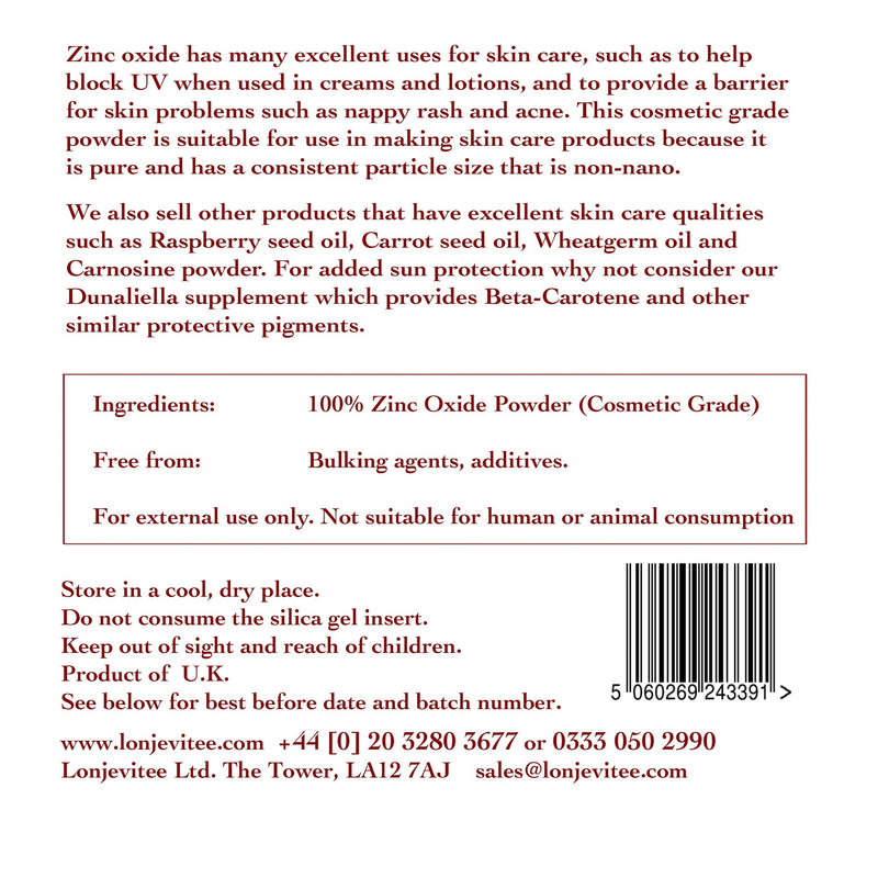 Zinc Oxide Powder - Cosmetic Grade - 100g Pure Powder Packed in a resealable Stand-up Pouch. - BeesActive Australia