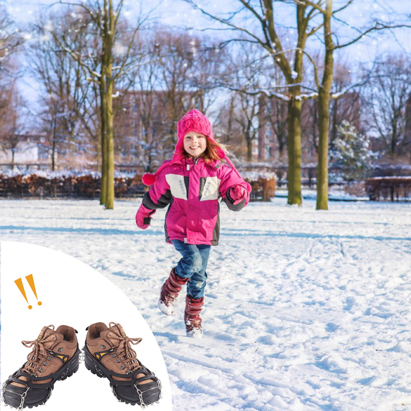 Azarxis Crampons Ice Traction Cleats, Ice Snow Grips for Boots and Shoes, Anti Slip 19 24 Stainless Steel Spikes, Safe Protect for Women Men Walking, Jogging, Climbing or Hiking Black - 8 Spikes Large - BeesActive Australia