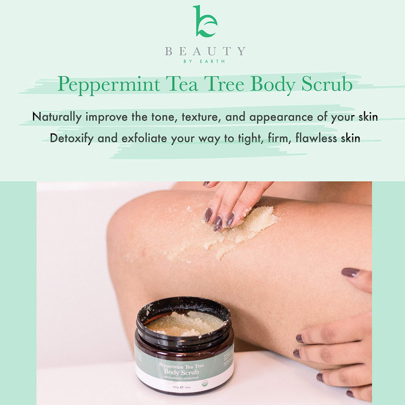 Organic Body Scrub - Peppermint Tea Tree Sugar Scrub Hydrating Exfoliating Body Scrub for Women & Men, Body Exfoliator for Shower and Bath… - BeesActive Australia