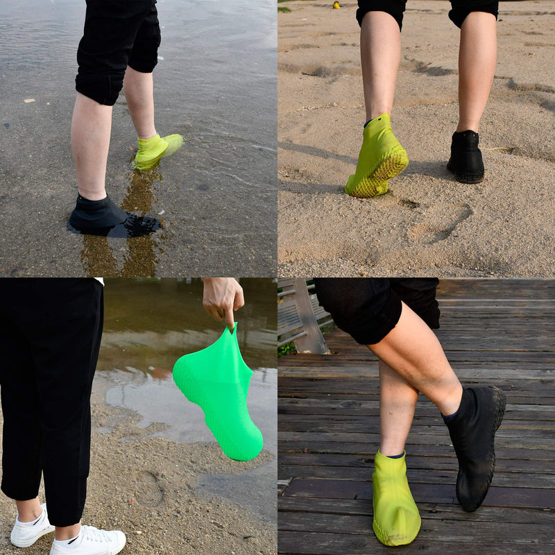 [AUSTRALIA] - LEGELITE Reusable Silicone Waterproof Shoe Covers, No-Slip Silicone Rubber Shoe Protectors for Kids,Men and Women, Size M 