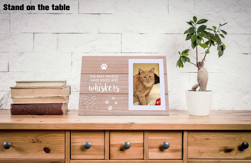 Cat Memorial Picture Frame for Loss of Cat - Pet Loss Gifts for Pet Owner - Cat Remembrance Frame Gift - Cat Sympathy Photo Frame Gift -the Best Angels Have Wings and Whiskers - BeesActive Australia
