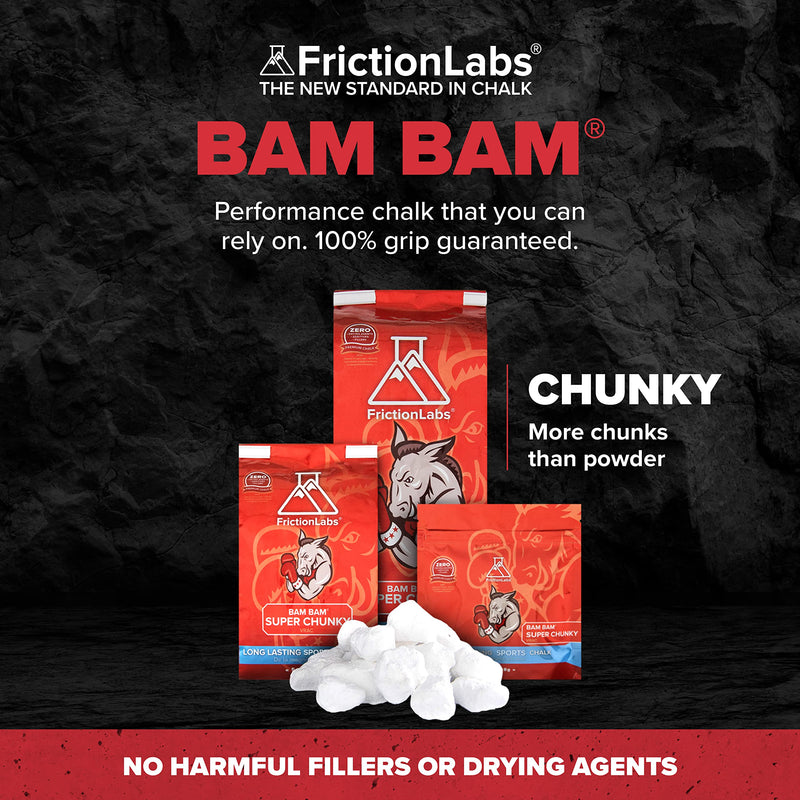 Friction Labs Premium Sports Chalk for Rock Climbing, Weight Lifting, Gymnastics, Tennis & More - Long Lasting Grip, Healthier Skin, Better Overall Performance - Endorsed by 100+ Pro Athletes 10 oz Super Chunky Texture - Bam Bam - BeesActive Australia