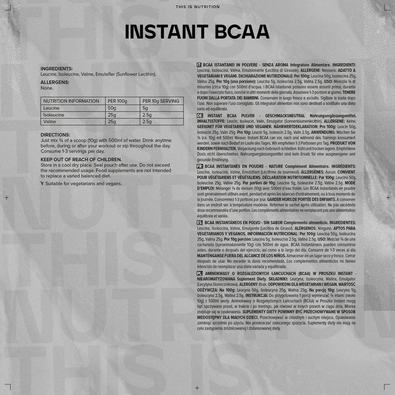 Bulk Pure Instant Branched Chain Amino Acids (BCAA) Powder, Unflavoured, 500 g - BeesActive Australia