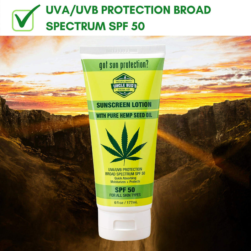 Uncle Bud's Sunscreen Lotion SPF50 with pure Organic Hemp Seed Oil - BeesActive Australia