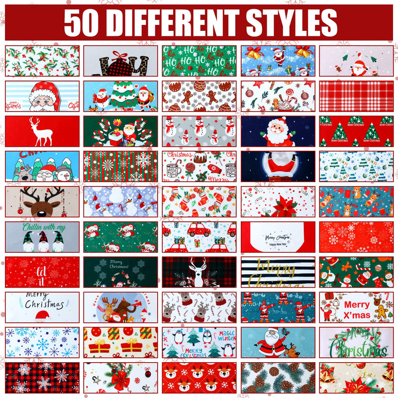 50 Pcs Holiday Dog Bandanna Santa Snowman Autumn Plaid Reversible Triangle Bibs Scarf Accessories for Thanksgiving Christmas Small Medium Dogs Cats Pets Holiday Party Supplies Santa Style - BeesActive Australia