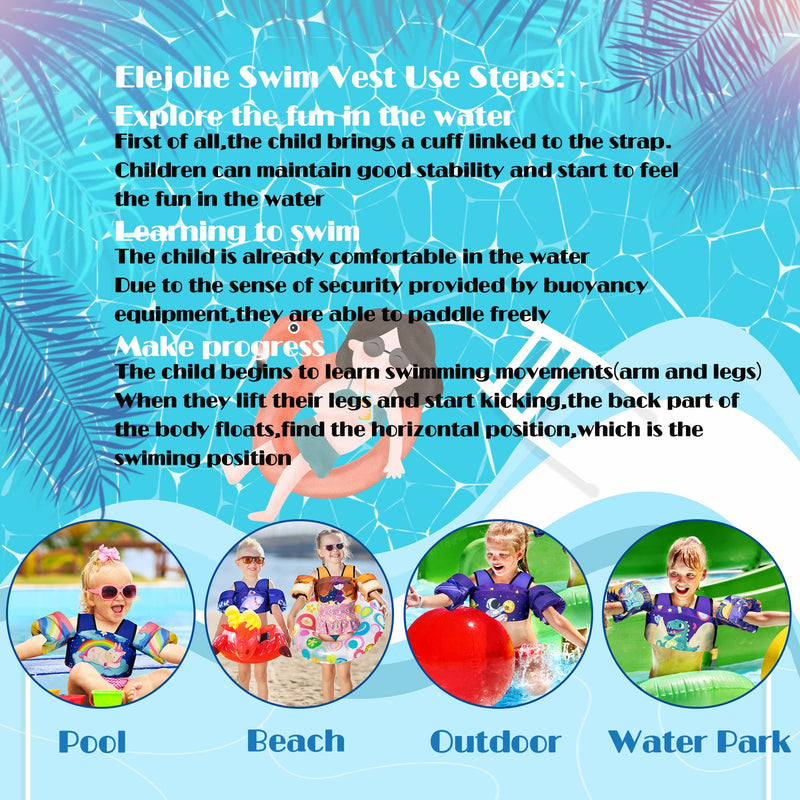 Elejolie Kid Swim Vest for Child Learn Swiming Training,Infant Safety Swim Aid Jacket for Toddler 2 3 4 5 6 Years Old ,Arm Wings for Baby 22-66lbs C-Whale - BeesActive Australia