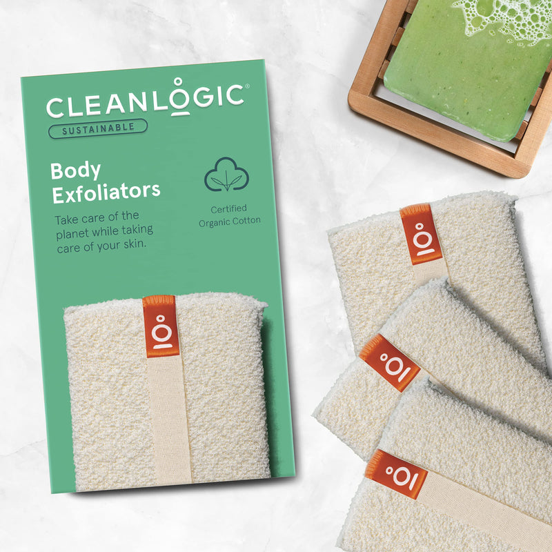 Cleanlogic Sustainable Organic Cotton Exfoliating Body Scrubber, Natural, 3 Count 3 Count (Pack of 1) Sustainable small - BeesActive Australia