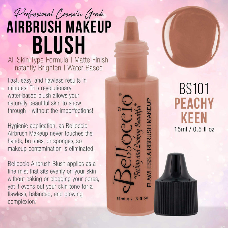 Half Ounce Bottle of Peachy Keen Blush (#BB101) Belloccio's Professional Flawless Airbrush Makeup (Warm your cheeks with peach) - BeesActive Australia