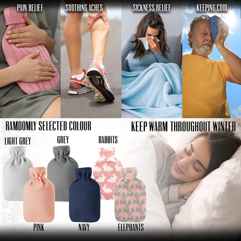 CityComfort Hot Water Bottle with Soft Fleece Cover - Natural rubber 2 litre - British Design - UK Safe Tested - BeesActive Australia