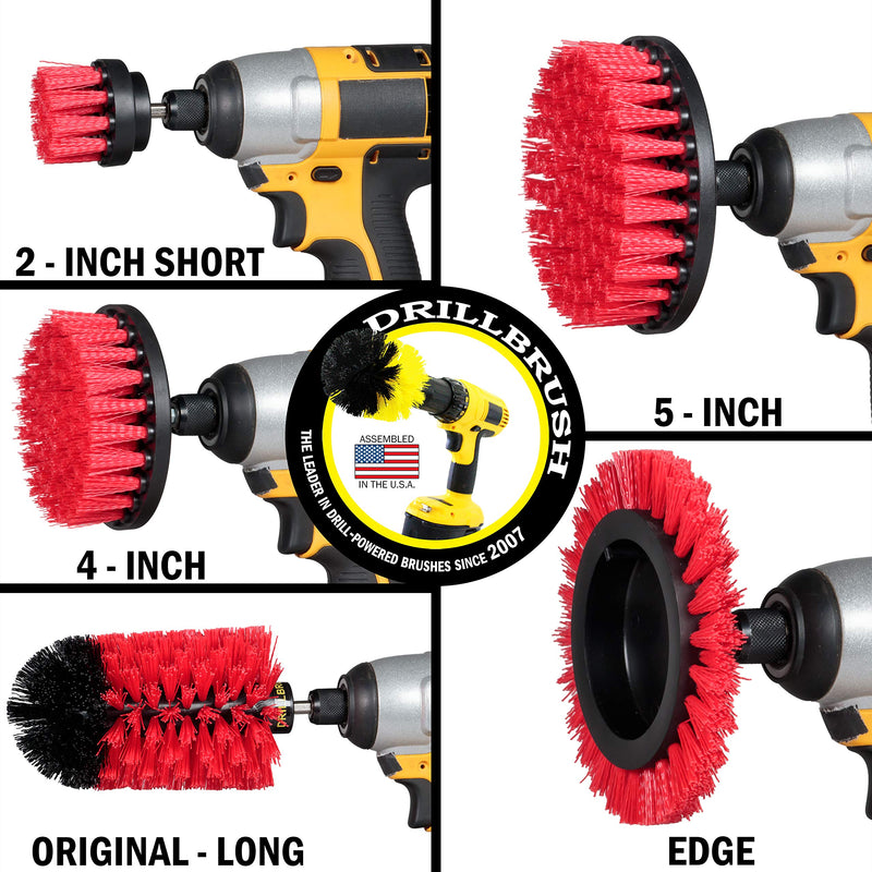 Drill Brush Power Scrubber by Useful Products - Drillbrush 4 Piece Red Stiff Drill Cleaning Brush Set - Outdoor Cleaning Drill Brush Set for Cordless Drill - Siding Cleaner Brush Attachment for Drill - BeesActive Australia