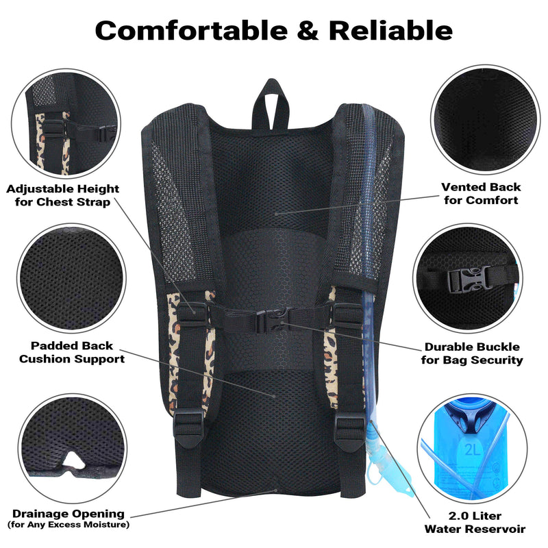 Sojourner Hydration Pack Backpack - 2L Water Bladder Included for Festivals, Raves, Hiking, Biking, Climbing, Running and More - BeesActive Australia