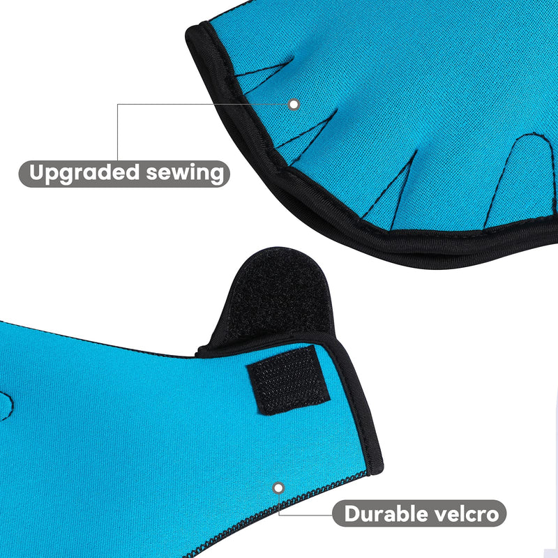 TAGVO Aquatic Gloves for Helping Upper Body Resistance, Webbed Swim Gloves Well Stitching, No Fading, Sizes for Men Women Adult Children Aquatic Fitness Water Resistance Training Medium sky blue - BeesActive Australia