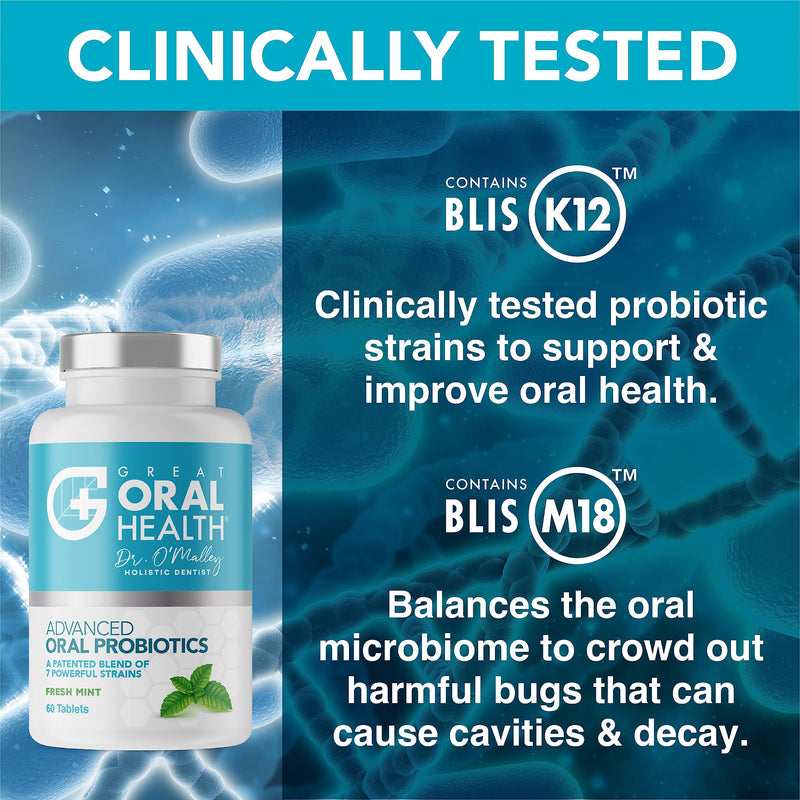 Advanced Oral Probiotics for Mouth - Bad Breath Treatment Supplement with BLIS K12 BLIS M18 - Dentist Formulated 60 Tablets Mint Flavour eBook Included - BeesActive Australia