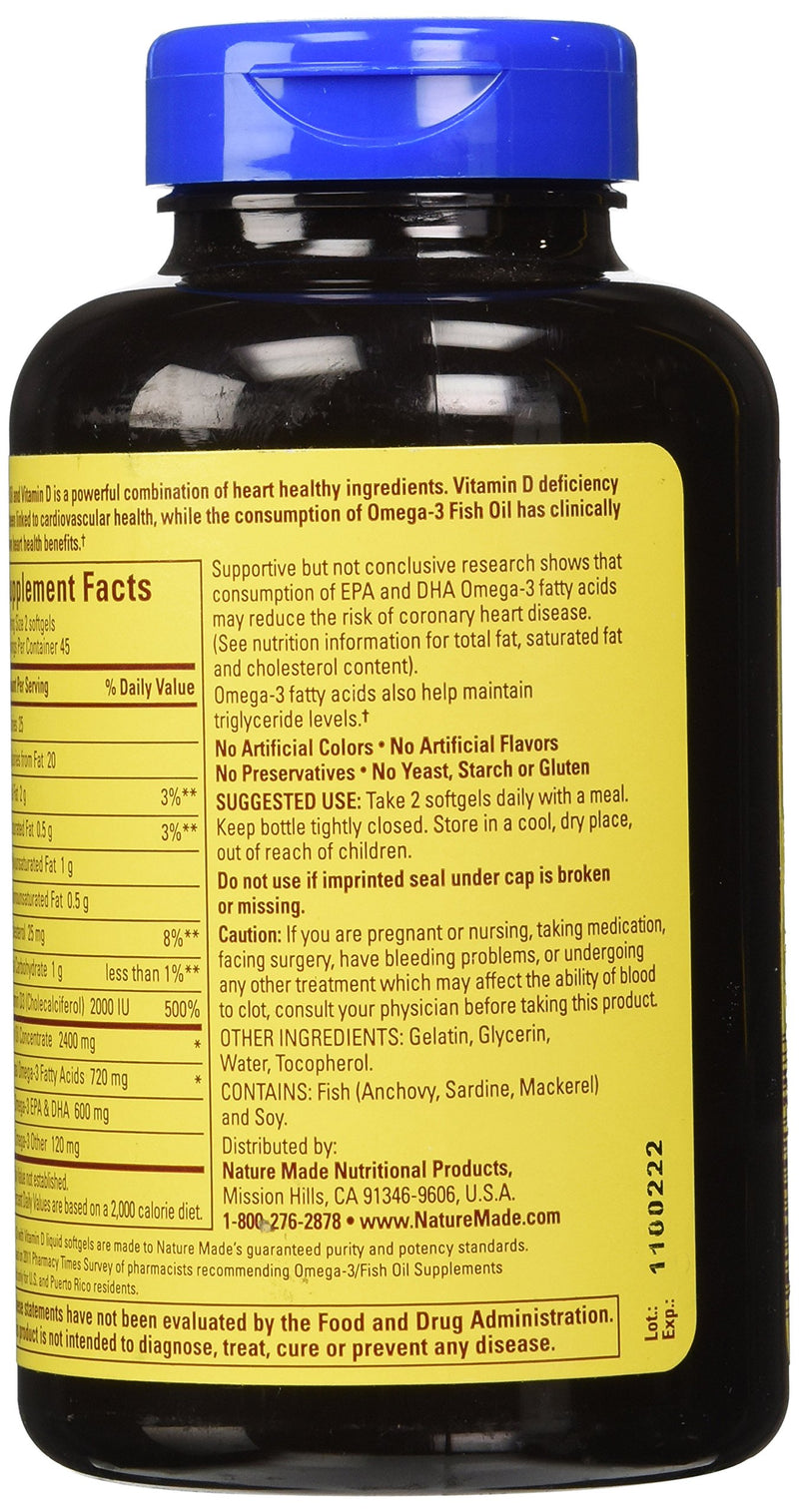 Nature Made Fish Oil 1,200 mg + VIT D 1,000 IU Softgels, 90 ct - BeesActive Australia