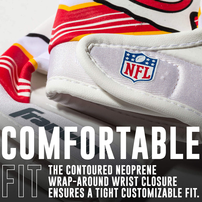 Franklin Sports Youth NFL Football Receiver Gloves - Kids Football Gloves Pair - NFL Team Logos and Silicone Palm - All Youth Sizes - Great Game Gear + Football Costume Accessory Kansas City Chiefs Youth X-Small/Small - BeesActive Australia
