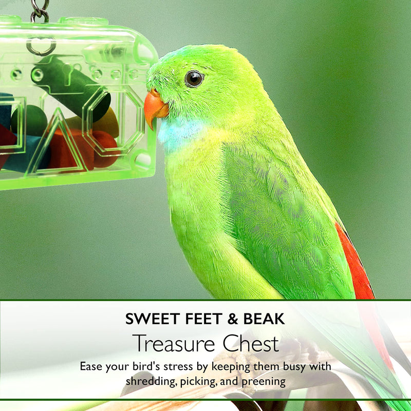 Sweet Feet and Beak Large or Small Treasure Chest - Perfect Bird Cage Toy Colorful, Safe, Easy to Install - Washable, Refillable, Non-Toxic, Foraging Box - Cage Accessories - BeesActive Australia
