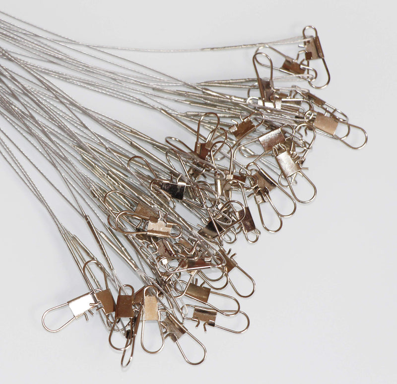 60pcs Fishing Wire Leaders Nylon-Coated Fishing Line Wire Leaders with Swivels and Snaps 6inch, 9inch, 12inch Gray-60pcs - BeesActive Australia