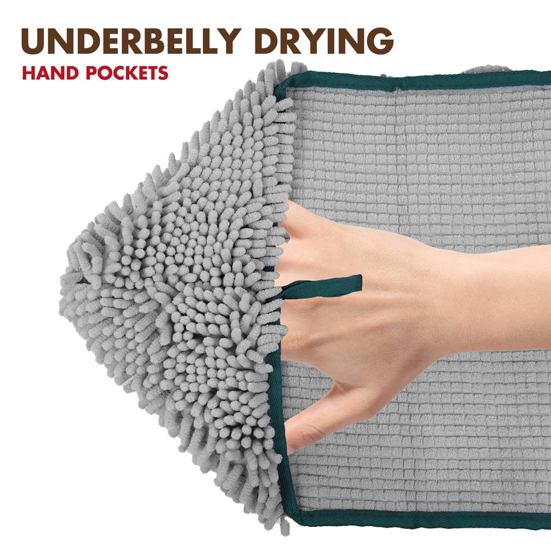 My Doggy Place Dog Towel - Super Absorbent Microfiber Towel with Hand Pockets - Dog Bathing Supplies - Quick Dry Shammy Towel - Washer and Dryer Safe Light Gray - BeesActive Australia