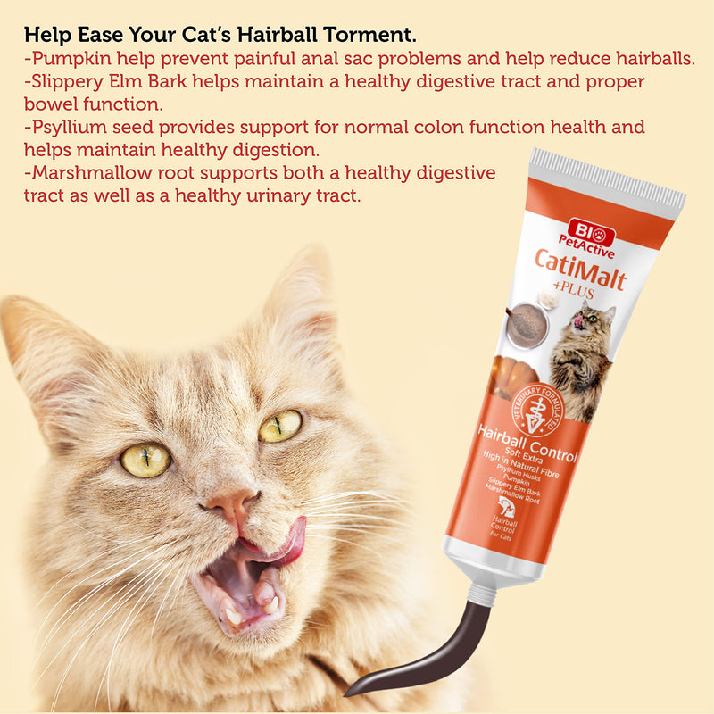 Bio Pet Active CatiMalt +Plus All Natural Hairball Remedy for Cats with Tasty Pumpkin Flavor - BeesActive Australia