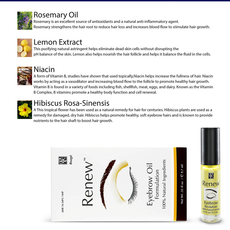 Renew Eyebrow Revitalizer Eyebrow Growth Oil - All Natural Formula Promotes Natural Hair Growth for Luxuriant Eyebrows - Gently Cleanses and Removes Dead Skin Cells for Healthy Vibrant Hair Follicles - BeesActive Australia