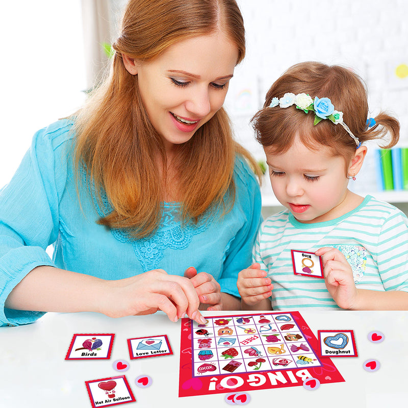 JOYIN 28 Players Valentine's Day Bingo Set, Bingo Game Cards (5 X 5) for Kids Party Card Games, School Classroom Games, Love Party Favors Supplies, Family Activity - BeesActive Australia