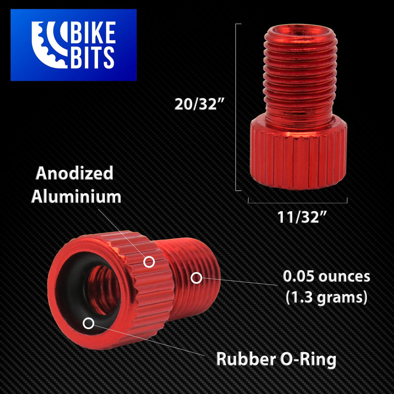 Bike Bits Presta Valve Adapter - Convert Presta to Schrader - French/UK to US - Inflate Tire Using Standard Pump or Air Compressor Black - BeesActive Australia
