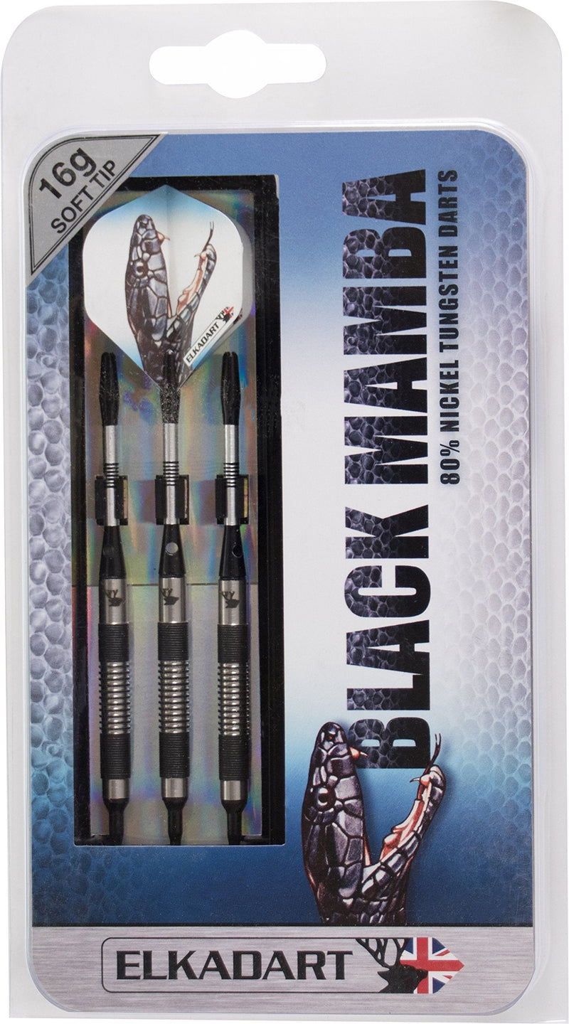 Elkadart Black Mamba 80% Tungsten Soft Tip Darts with Storage/Travel Case 16 Grams - BeesActive Australia