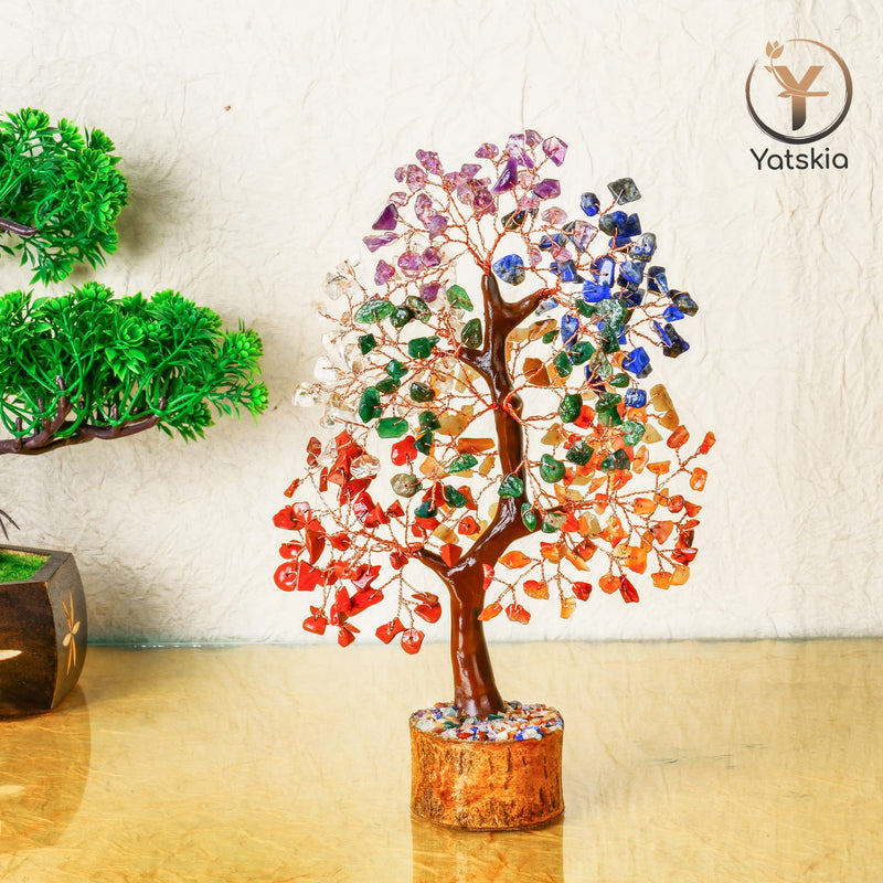 YATSKIA Crystal Tree - Bonsai Tree - Tree of Life - Seven Chakra Crystals - Gemstones - Home Decor - Crystal Necklaces - House Warming Gifts New Home - Spiritual Gifts - Crystal Gifts Seven Chakra (Copper Wire) - BeesActive Australia