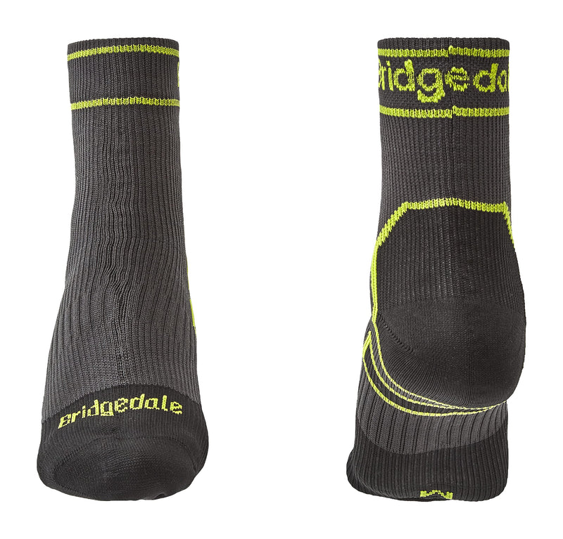 Bridgedale StormSock Lightweight Ankle Waterproof Breathable Sock, Dk. Grey/Lime, XL - BeesActive Australia