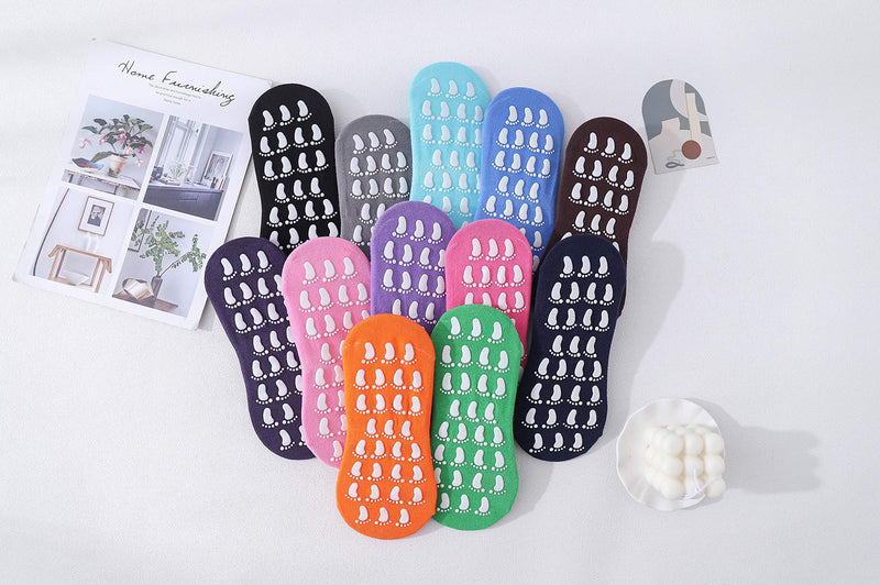 12 Pairs Non Slip Skid Socks for Women, Slipper Socks with Grippers for Hospital Yoga Pilates Color 1 - BeesActive Australia