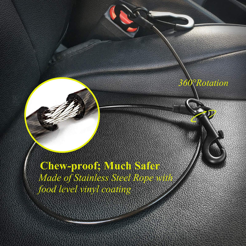 Vivaglory Chew-Proof Dog Seat Belt, New 2-in-1 Multi-Functional Waterproof Dog Safety Belt, Heavy Duty Steel Rope Pet Car Seat Belt with 5 Sizes for Small to X-Large Dogs (16"/22"/28"/33"/37") 33 Inch Black - BeesActive Australia