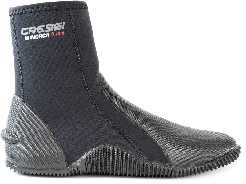 [AUSTRALIA] - Cressi Neoprene Adult Anti-Slip Sole Boots - for Water Sports: Scuba Diving: Snorkeling, Diving, Rafting, Windsurfing - Minorca: designed in Italy Long 3mm Black/Black US Man 10 | US Lady 11 