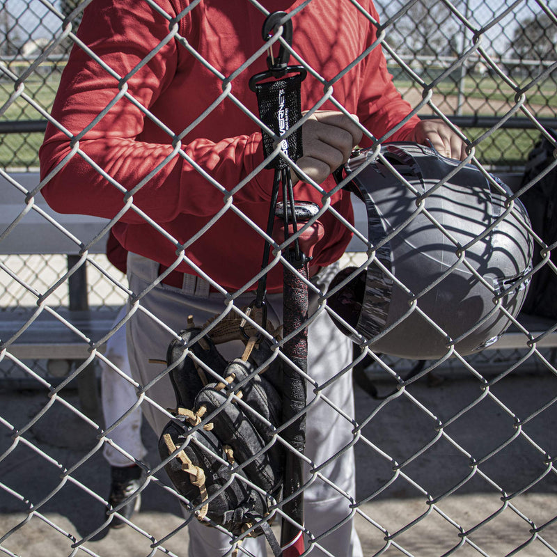 [AUSTRALIA] - PowerNet Baseball Softball Gear Hanger | Dugout Organizer | Keeps Your Glove Helmet Bat Clean and Off The Ground | Attaches to Any Fence | Compact Fits in Any Bag 