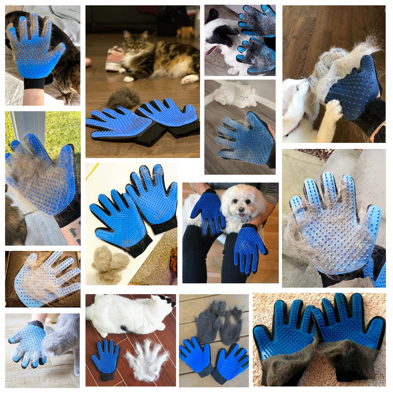 KENNELS & KATS Grooming Glove | Deshedding Glove for Easy, Mess-Free Grooming | Grooming Mitt for Dogs, Cats, Rabbits & Horses with Long/Short/Curly Hair | Pet Hair Gloves for Pet Hair Removal Pair - One Size Fits All Blue - BeesActive Australia