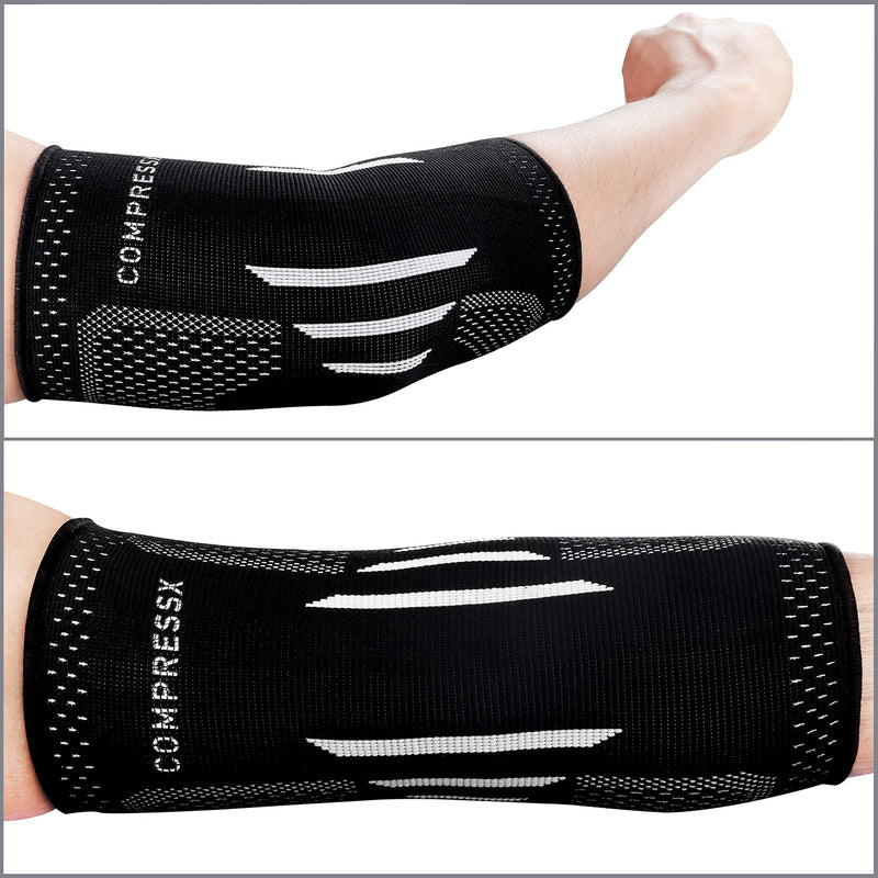 Compress Pro Medium Elbow Support Brace (1 Sleeve) - Compression Arm Splint for Tennis Elbow, Golfers Elbow, Weightlifting, Tendonitis, Sports/Fitness Injuries - Joint Relief Treatment for Men & Women - BeesActive Australia