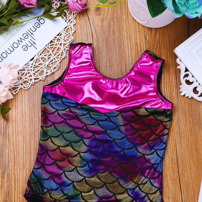 [AUSTRALIA] - Alvivi Kids Girls Sparkle Mermaid Gymnastics Ballet Dance Leotard Costumes Athletic Sports Tank Tops Outfit Colorful 5-6 