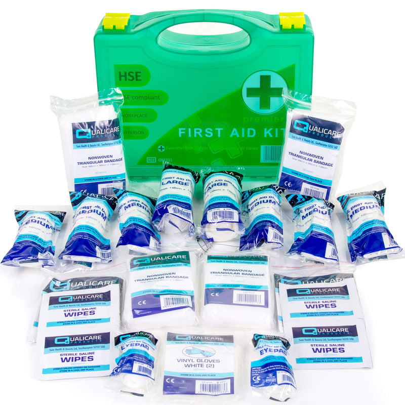 Premier HSE Approved First Aid Kit Wall Mounted Hard Box 1-10 Person Accident Set - BeesActive Australia
