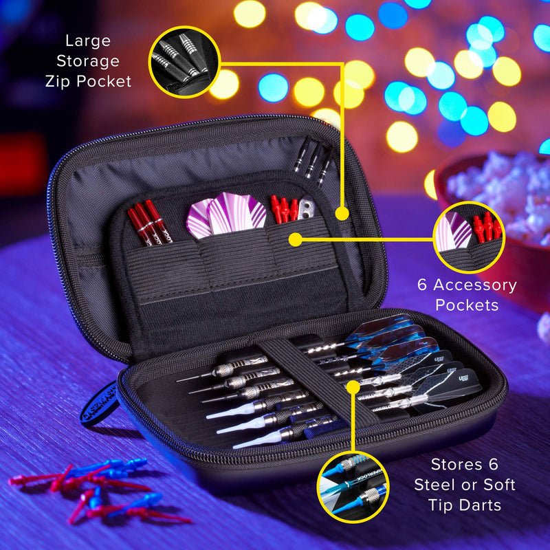 [AUSTRALIA] - Casemaster Sentinel EVA Foam Shell Dart Case, Holds 6 Darts and Extra Accessories, Tips, Shafts and Flights, Compatible with Steel Tip and Soft Tip Darts Green 