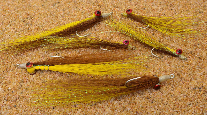 Clouser Minnow Fishing Flies - Yellow & Brown - Mustad Signature Duratin Fly Hooks - 6 Pack Hook #2 - BeesActive Australia