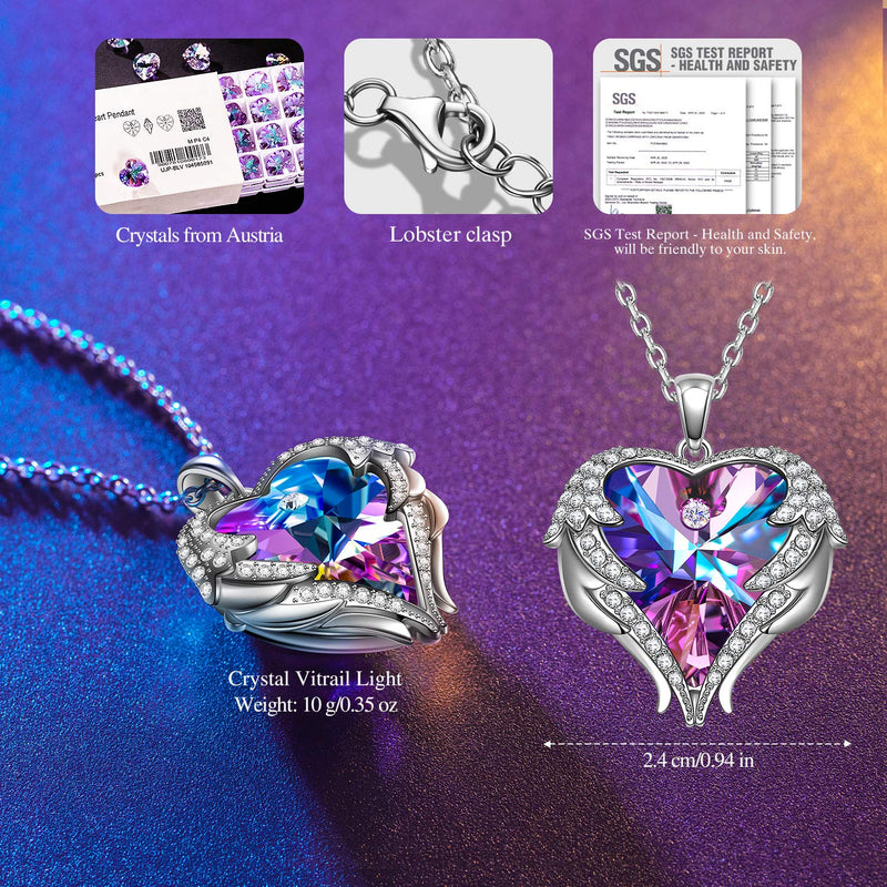 Kate Lynn ♥ Angel Wings Heart Necklace for Women, 18"+2" Necklace, Packaged with Jewelry Box, Birthday Gift Anniversary Jewelry Gift for Women, Symbol of Love, Beauty and Guardian Angel Wings Necklace - BeesActive Australia