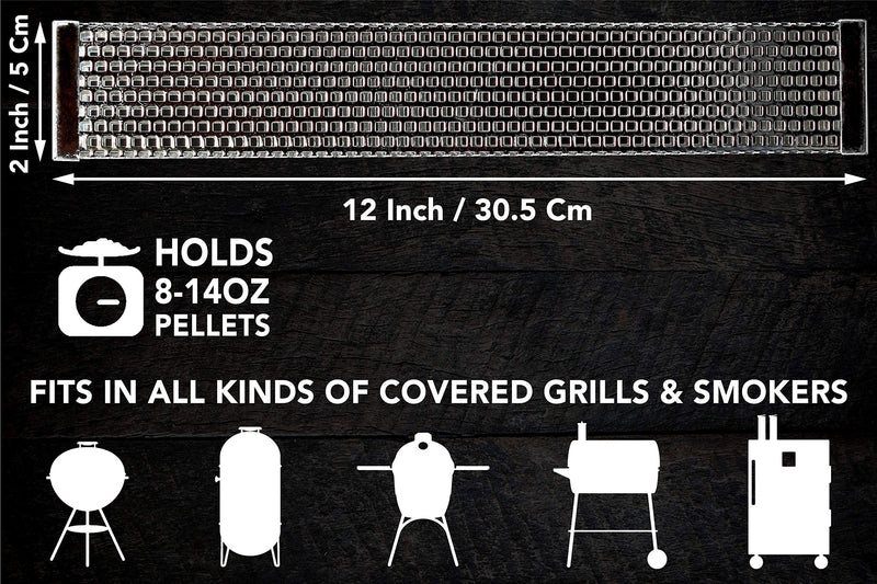 [AUSTRALIA] - Carpathen Smoke Tube - Pellet Smoker for Gas Grill, Electric, Charcoal Grills or Smokers - Billows 5 Hours of Amazing Cold Smoke Ideal for Smoking Cheese, Fish, Pork, Beef, Nuts - 12" Stainless Steel Made 