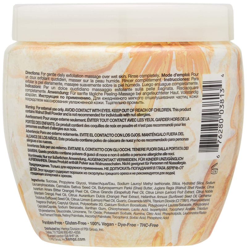 Hempz Herbal Body Buff, Fresh Fusions Citrine Crystal & Quartz, 7 oz. - Natural Body Scrub with 100% Pure Hemp Seed Oil, Shea Butter - Moisturizing, Exfoliating Scrubs for Women - Body Care Products Grapefruit, lemon, mandarin and orange - BeesActive Australia