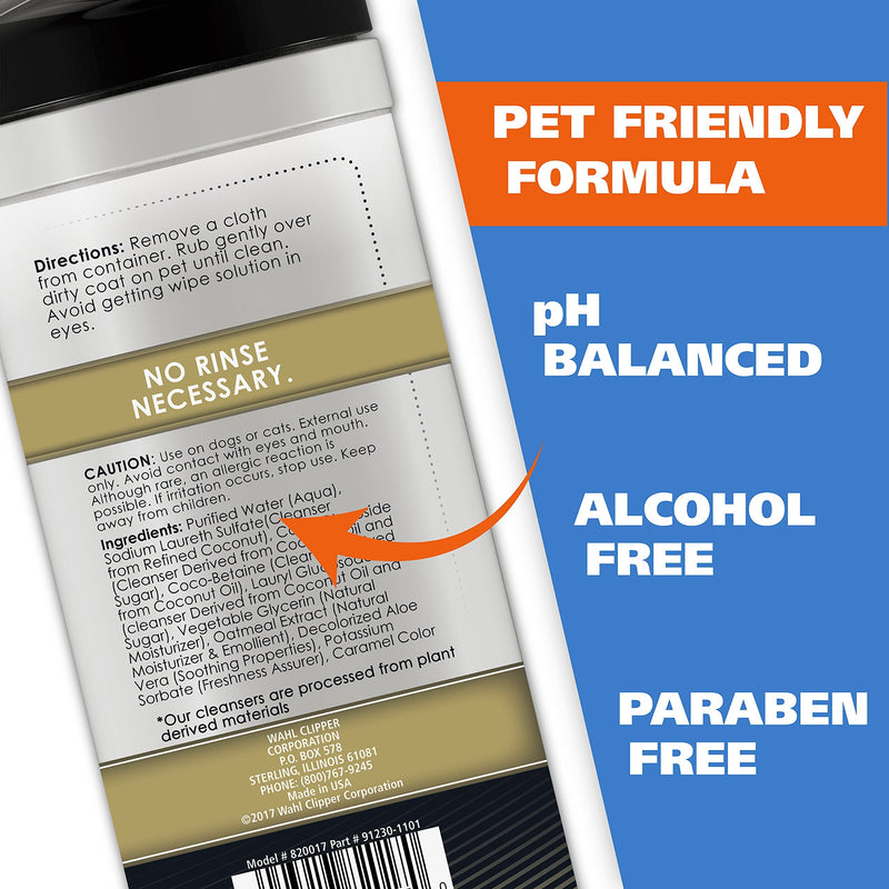 Wahl Pet Refresh Cleaning Wipes for All Dog Breeds - Use on Ears, Nose, Paws, Bottom, & Sensitive Areas - 50 Wipes - Model 820017A - BeesActive Australia