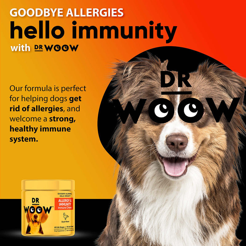 Dr Woow Immunity Allergy Chews for Dogs Itching, Dog Allergy Chews for Allergy Relief & Itch Relief, Duck Flavor Allergy Dog Chews, Dog Itchy Skin Treatment Supplements, Anti Itch, Probiotic for Dogs - BeesActive Australia