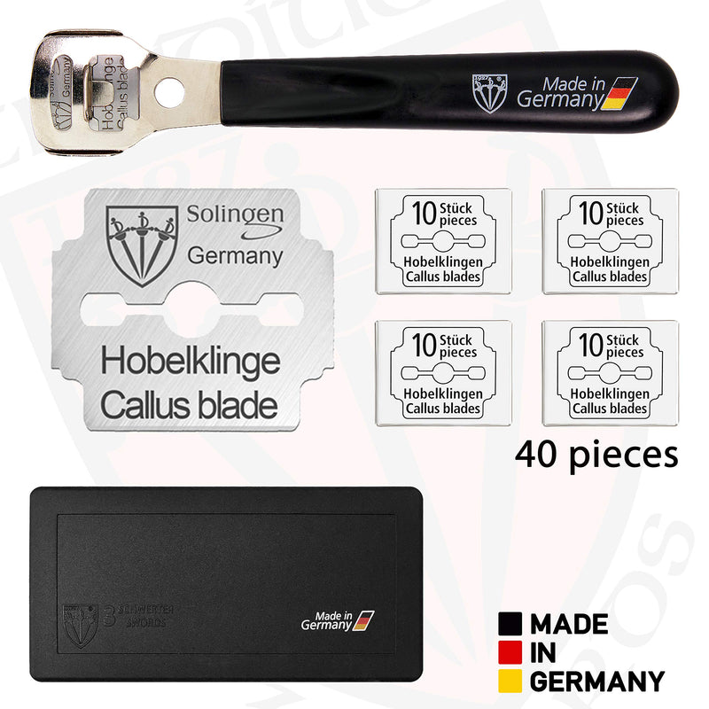3 Swords Germany - Callus Remover Shaver Cutter Eliminator Razor with 40 Extra Sharp Refill Blades - Made in Solingen Germany - BeesActive Australia