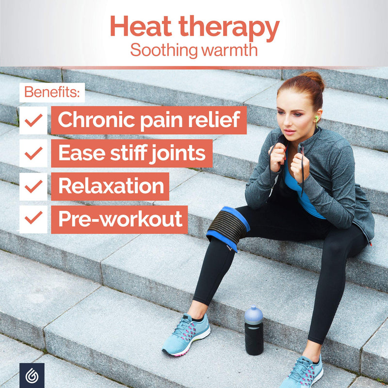 Knee Pain Relief Gel Pack - Hot Cold Ice Packs for Sports Injuries, Reusable Heat Pads (3in1 Compress Wrap fits Ankle, Foot, Elbow) First aid for Reduce Swelling, Replacement Surgery - Gelpacks Direct - BeesActive Australia