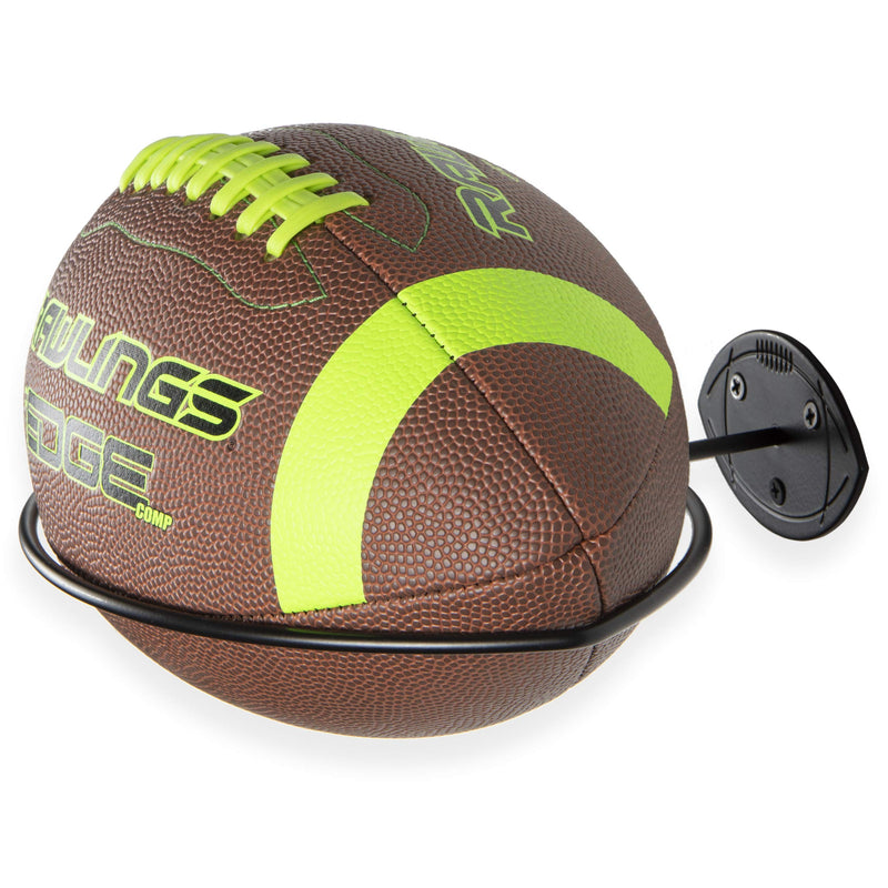 Wallniture Sporta Wall Mount Football Rack, Ball Holder Organization and Storage Rack, Sports Room Decor, Steel, Black - BeesActive Australia