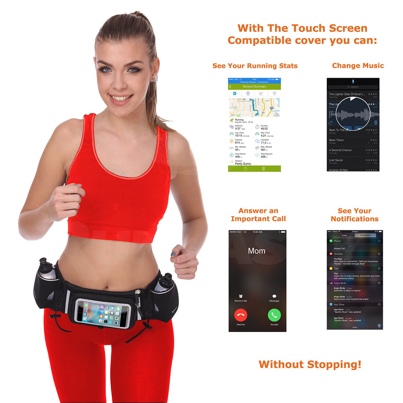 [AUSTRALIA] - Runtasty [Voted No.1 Hydration Belt] Winners' Running Fuel Belt - Includes Accessories: 2 BPA Free Water Bottles & Runners Ebook - Fits Any iPhone - w/Touchscreen Cover - No Bounce Fit and More! 