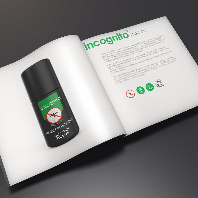 INCOGNITO Insect Repellent Roll on 50 ml - Maximum Strength, Vegan, DEET free formula - Mosquito Repellent and Effective On All Biting Insects - Travel Friendly - Bug Repellent Suitable for Humans, Transparent - BeesActive Australia