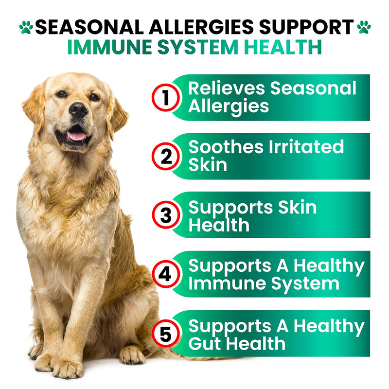 Dog Allergy Relief Chews - Dog Itch Relief - Probiotics, Omega 3 Fish Oil + Colostrum - Itchy Skin Relief - Seasonal Allergies - Anti Itch Support & Hot Spots - Immune Health Supplement - Made in USA - BeesActive Australia